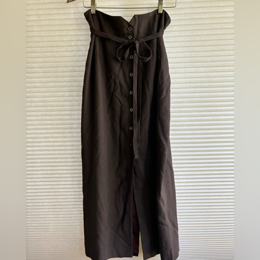 Vintage Express Campaign International Chocolate Brown Long Button Down Skirt